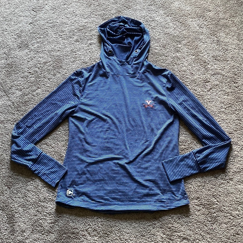 Crable University of Virginia UVA Cavaliers Blue Striped Pullover Hoodie SIZE S